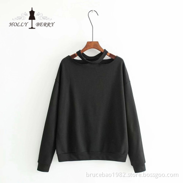 Modern Style Irregularity Neck Long Sleeve Women Sweatshirt
